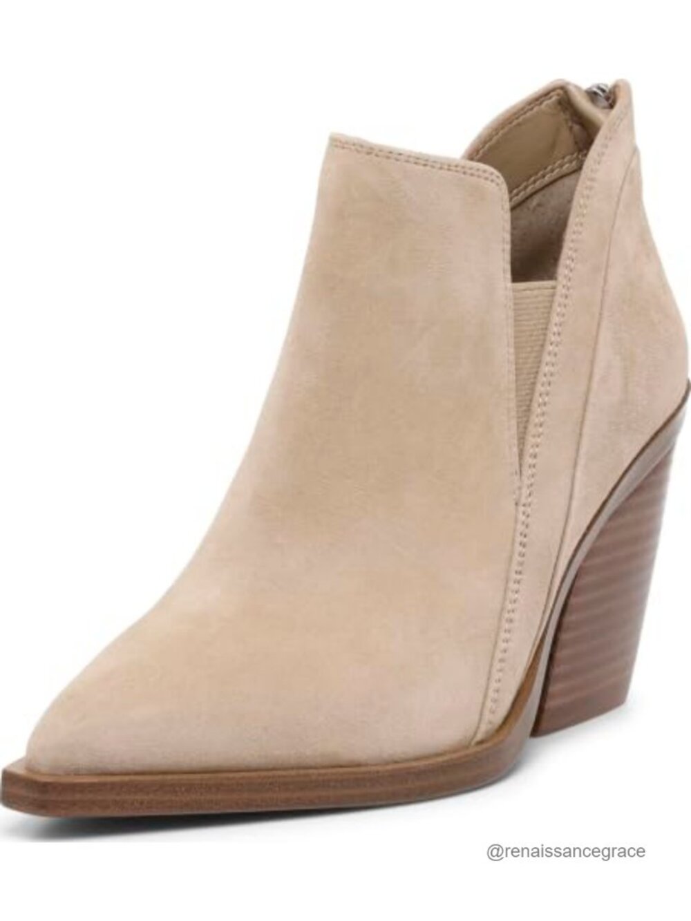 Women's Leather Pointed Toe Ankle Booties Stacked Heel Dressy